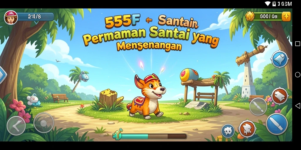 Tampilan gameplay 555F yang menarik dan penuh warna.