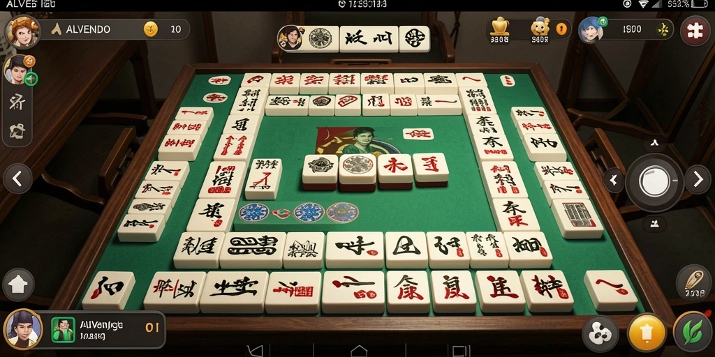 Tampilan gameplay menarik dari ALVENDO dengan elemen Mahjong yang ikonik.