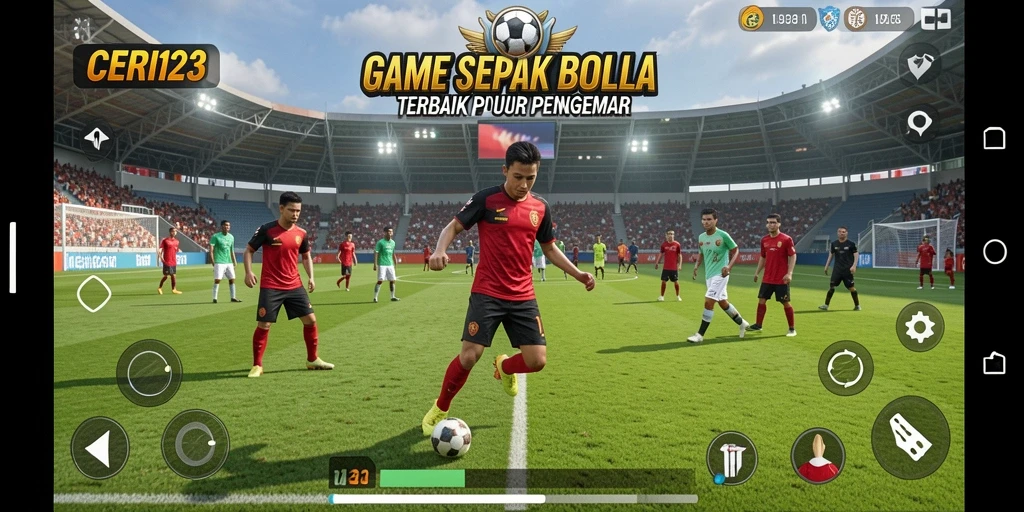 Tampilan aksi seru dalam game sepak bola CERI123.