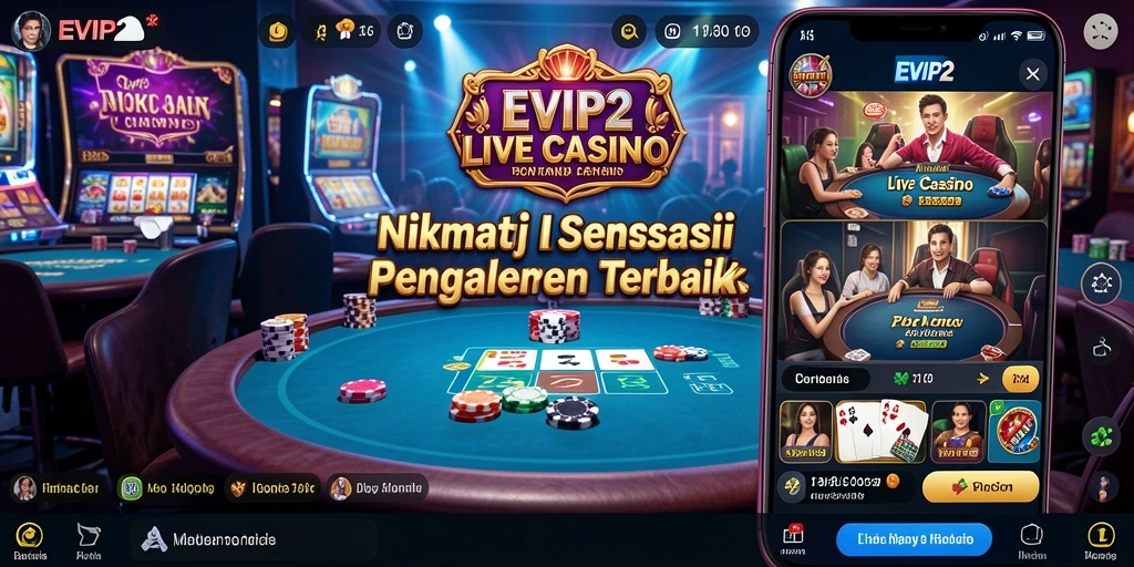 Tampilan utama EVIP2 menampilkan dealer profesional dalam permainan Live Casino.