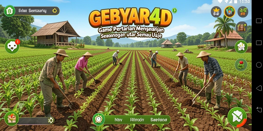 Tampilan screenshot GEBYAR4D dengan gameplay yang seru di lahan pertanian.