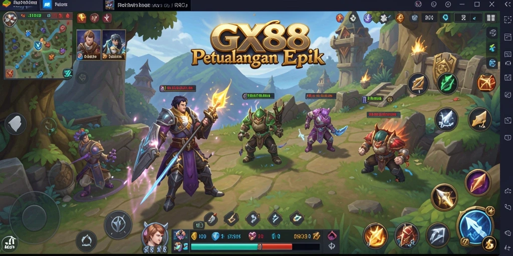 Screenshot GX88 menampilkan aksi pertarungan seru di dunia fantasi.
