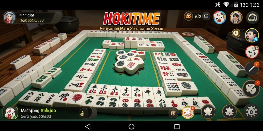 Tangkapan layar utama HOKITIME menampilkan aksi seru permainan Mahjong.