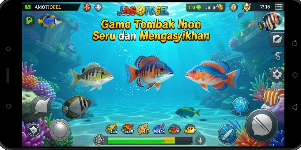 Screenshot gameplay JAGOTOGEL menampilkan aksi menembak ikan yang seru.
