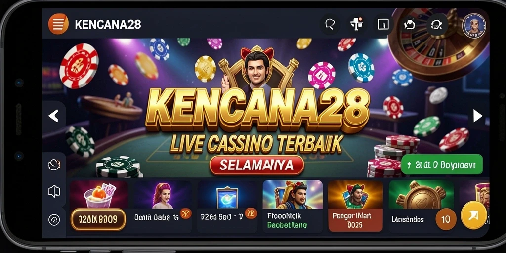 Screenshot gameplay KENCANA28 yang menampilkan dealer langsung dalam aksi.