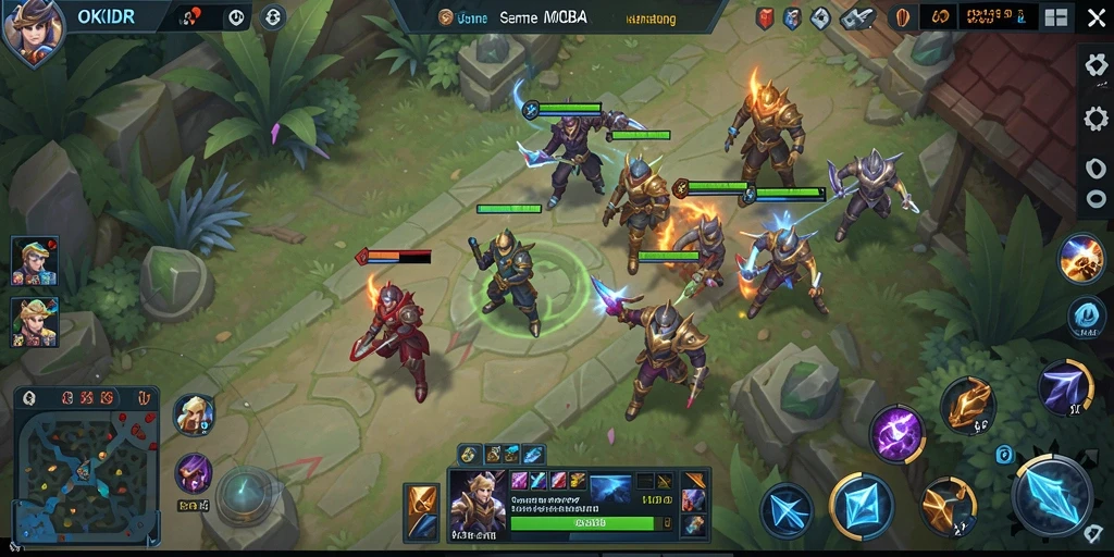 Tampilan gameplay seru dari OKIDR dengan karakter MOBA.