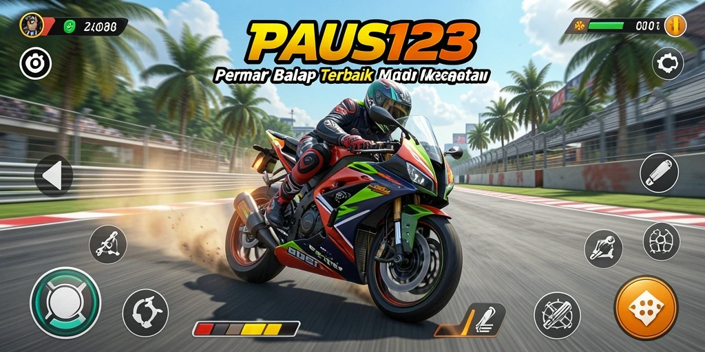 Tampilan spektakuler gameplay balap motor di PAUS123.