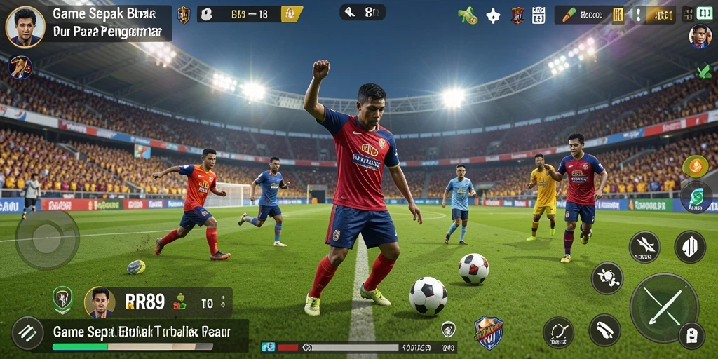 Screenshot RR89 menampilkan gameplay sepak bola yang mendebarkan dan grafis memukau.