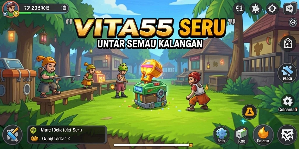 Gameplay VITA555 yang menampilkan kemajuan karakter secara otomatis.